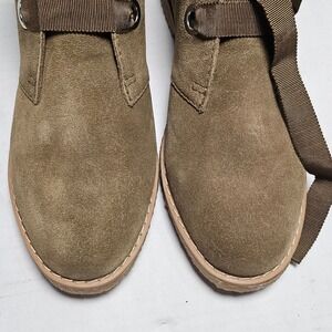 Isaac Mizrahi Olive Suede Lace-Up Ankle Boots